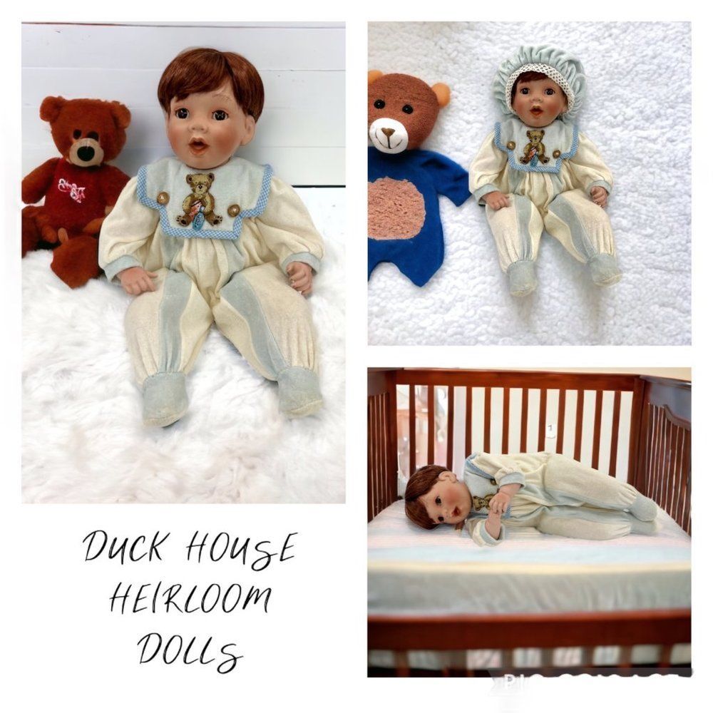 Vintage Rare Duck House Heirloom Reborn Weighted Porcelain Doll Original Outfit